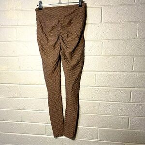 Scrunch Butt Leggings Hide Cellulite Patterned Textured Small Women’s Tan Brown